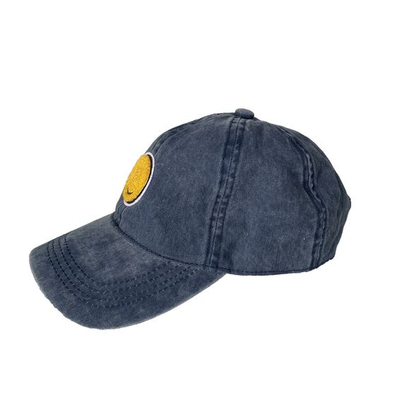David and Young Accessories - David and Young Distressed Smiley Face Graphic Hat Cap Blue Cotton One Size